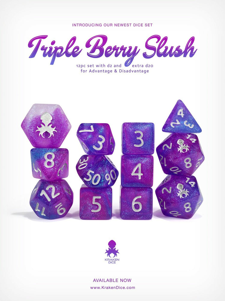 Kraken's Triple Berry Slush Rock Candy 12 pc Polyhedral Dice Set (ONLINE ORDER ONLY)