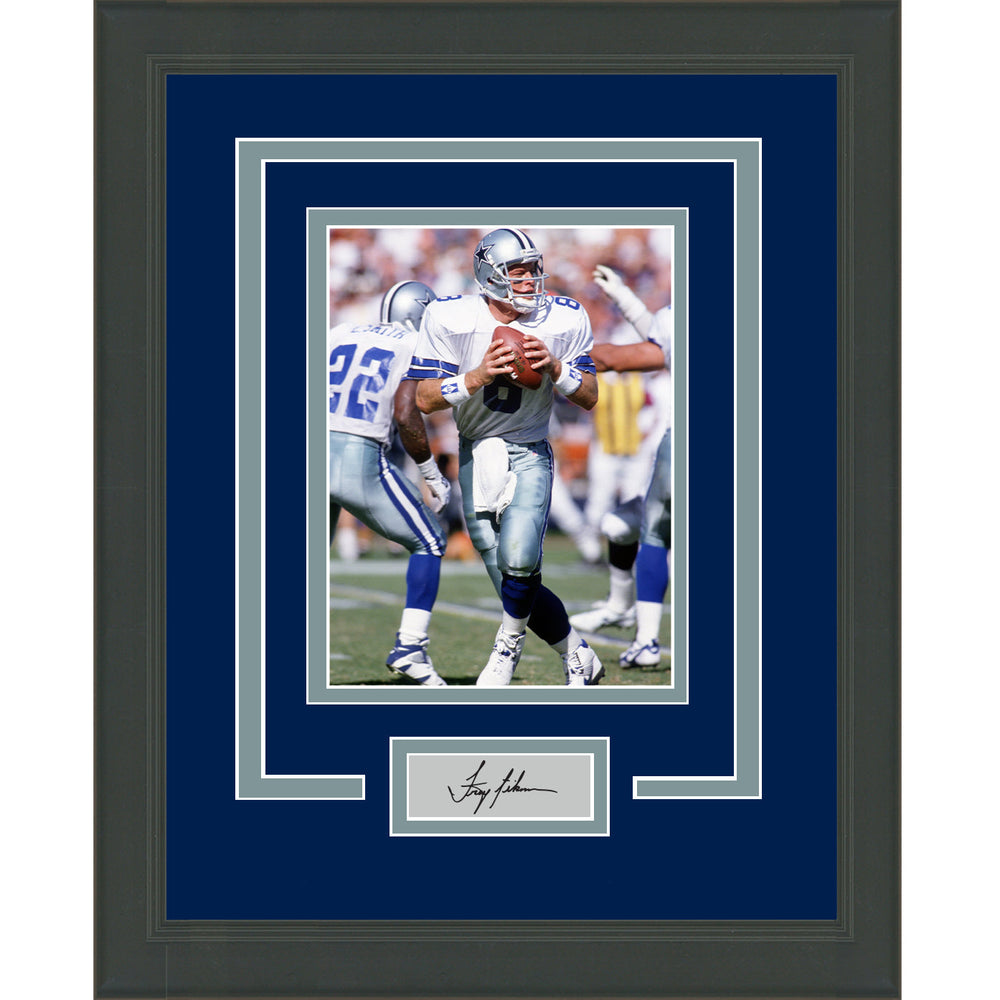 Framed Troy Aikman Facsimile Laser Engraved Signature Auto Dallas Cowboys 11x14 Football Photo (ONLINE ORDER ONLY)