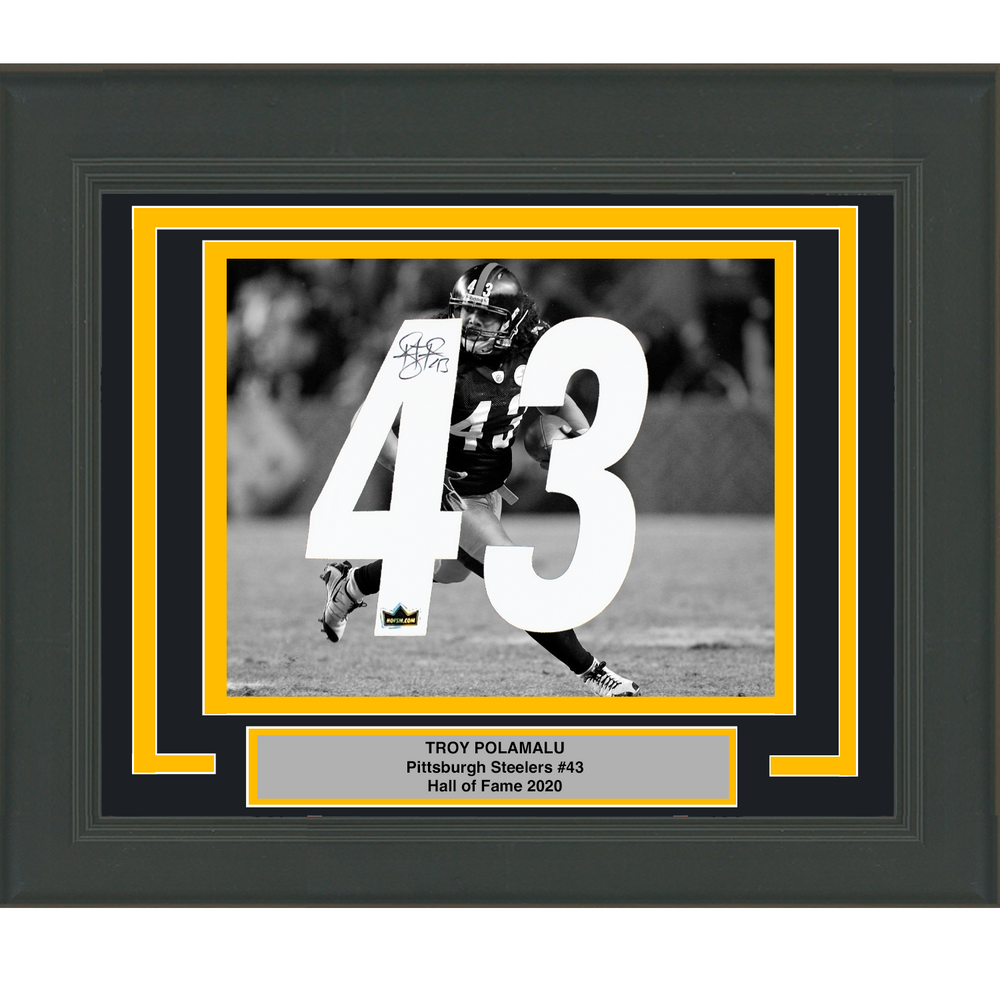 Framed Troy Polamalu Facsimile Autographed Jersey Number 23x21 Pittsburgh Steelers Reprint Laser Auto Football Photo (ONLINE ORDER ONLY)