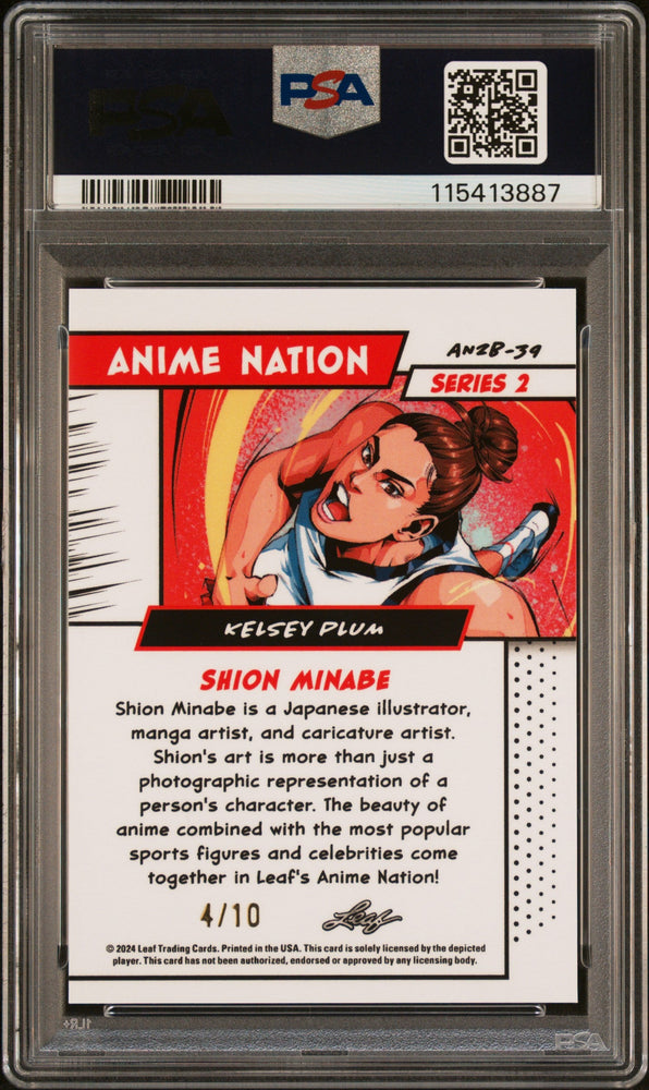 Graded 2024 Leaf Web Exclusives Kelsey Plum #39 Anime Nation Series 2 Pink /10 Basketball Card PSA 8 Near Mint (ONLINE ORDER ONLY)