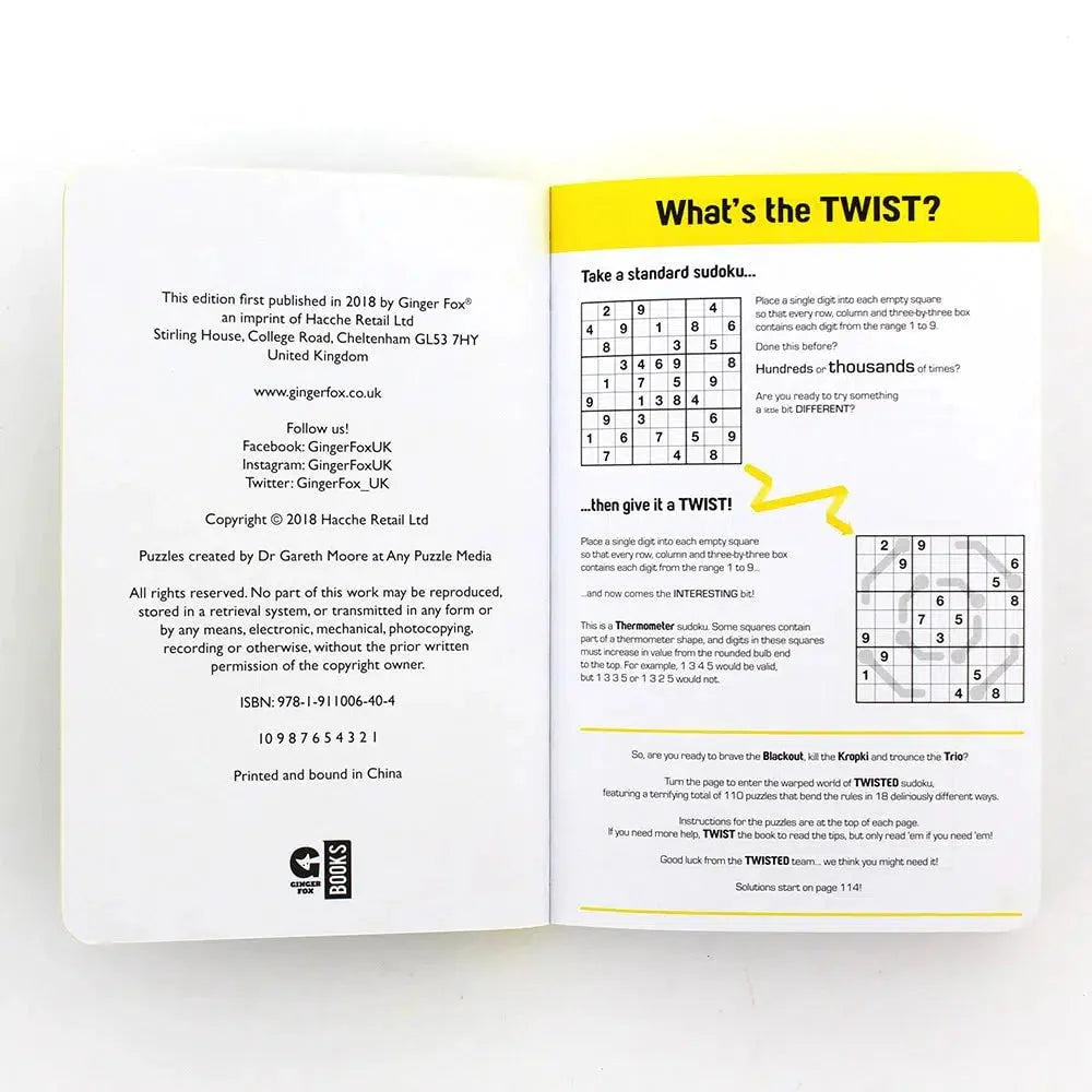 Twisted Sudoku Puzzle Book Ginger Fox (ONLINE ORDER ONLY)