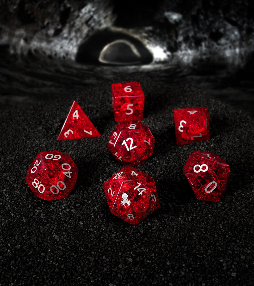 Kraken Dice Cracked Glass 7pc Dice Set (ONLINE ORDER ONLY)