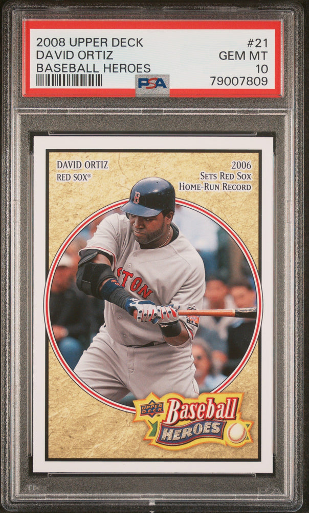 2008 UPPER DECK BASEBALL HEROES DAVID ORTIZ BASEBALL #21 - PSA 10 (Online Order Only)