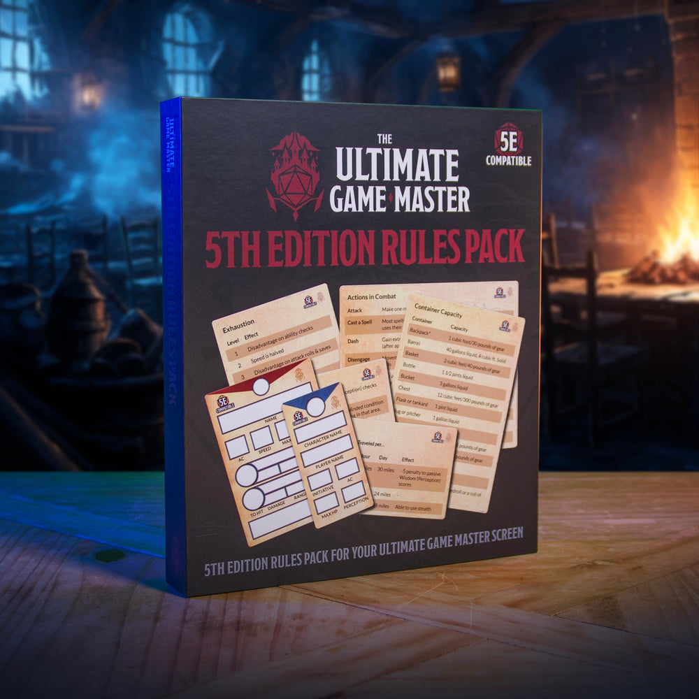5th Edition Rules Pack - D&D 5e Magnetic Charts & Trackers for Game Master Screen (ONLINE ORDER ONLY)