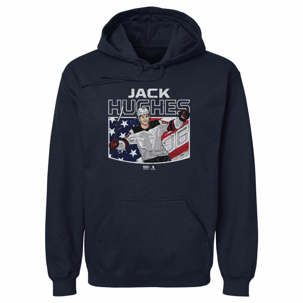 Jack Hughes New Jersey American Flag WHT (ONLINE ORDER ONLY)