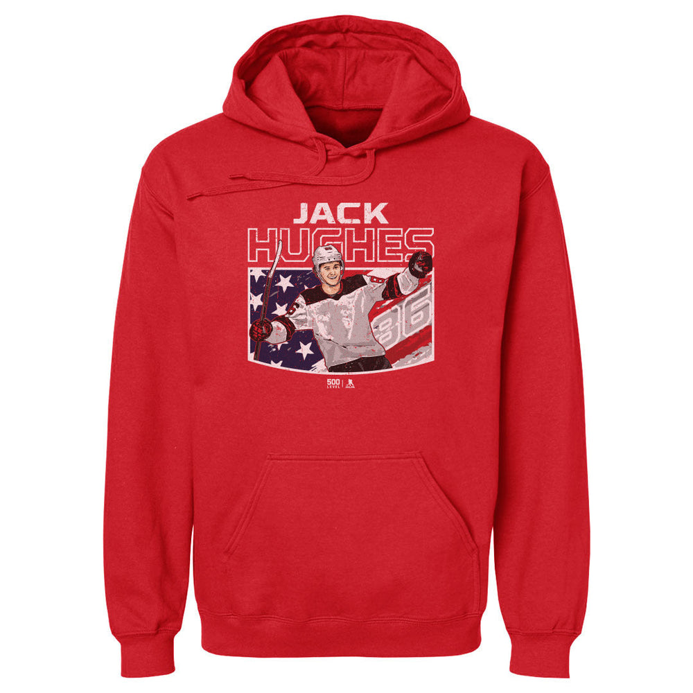 Jack Hughes New Jersey American Flag WHT (ONLINE ORDER ONLY)