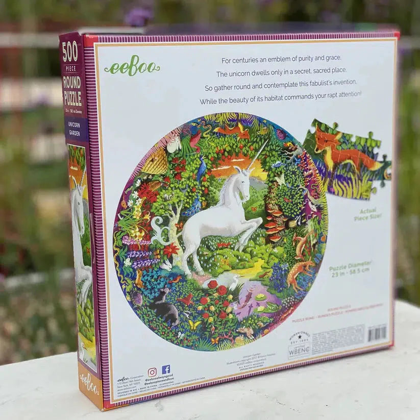 Unicorn Garden 500 Piece Round Jigsaw Puzzle eeBoo (ONLINE ORDER ONLY)