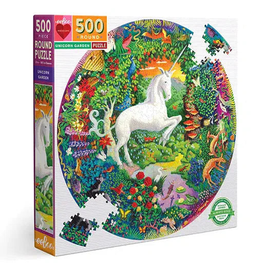 Unicorn Garden 500 Piece Round Jigsaw Puzzle eeBoo (ONLINE ORDER ONLY)