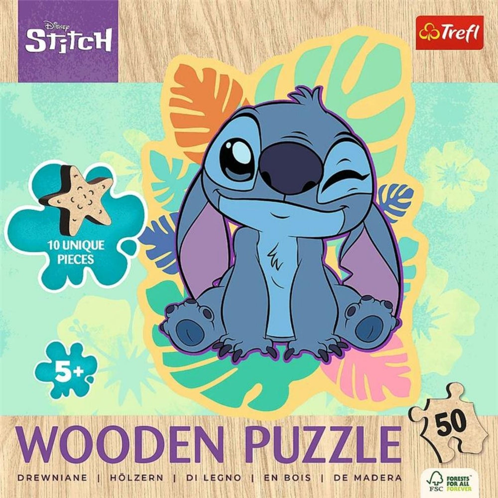 Trefl Kids Wood 50 Piece Wooden Contour Puzzle" - Happy Stitch / Disney Lilo&Stitch (ONLINE ORDER ONLY)