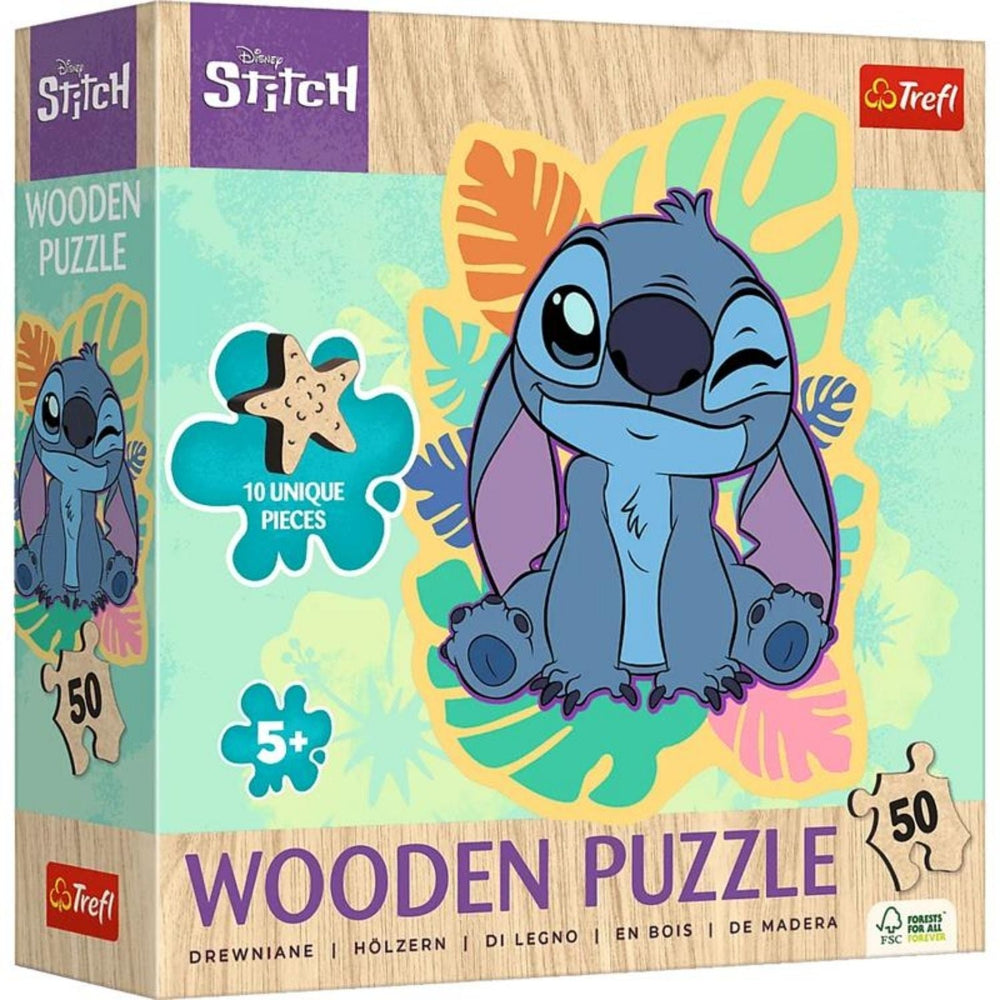 Trefl Kids Wood 50 Piece Wooden Contour Puzzle" - Happy Stitch / Disney Lilo&Stitch (ONLINE ORDER ONLY)