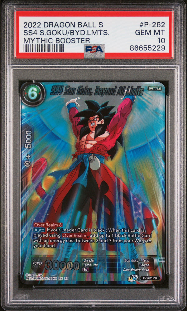 2022 DRAGON BALL SUPER MYTHIC BOOSTER SS4 S.GOKU/BYD.LMTS. #P-262 - PSA 10 (Online Order Only)
