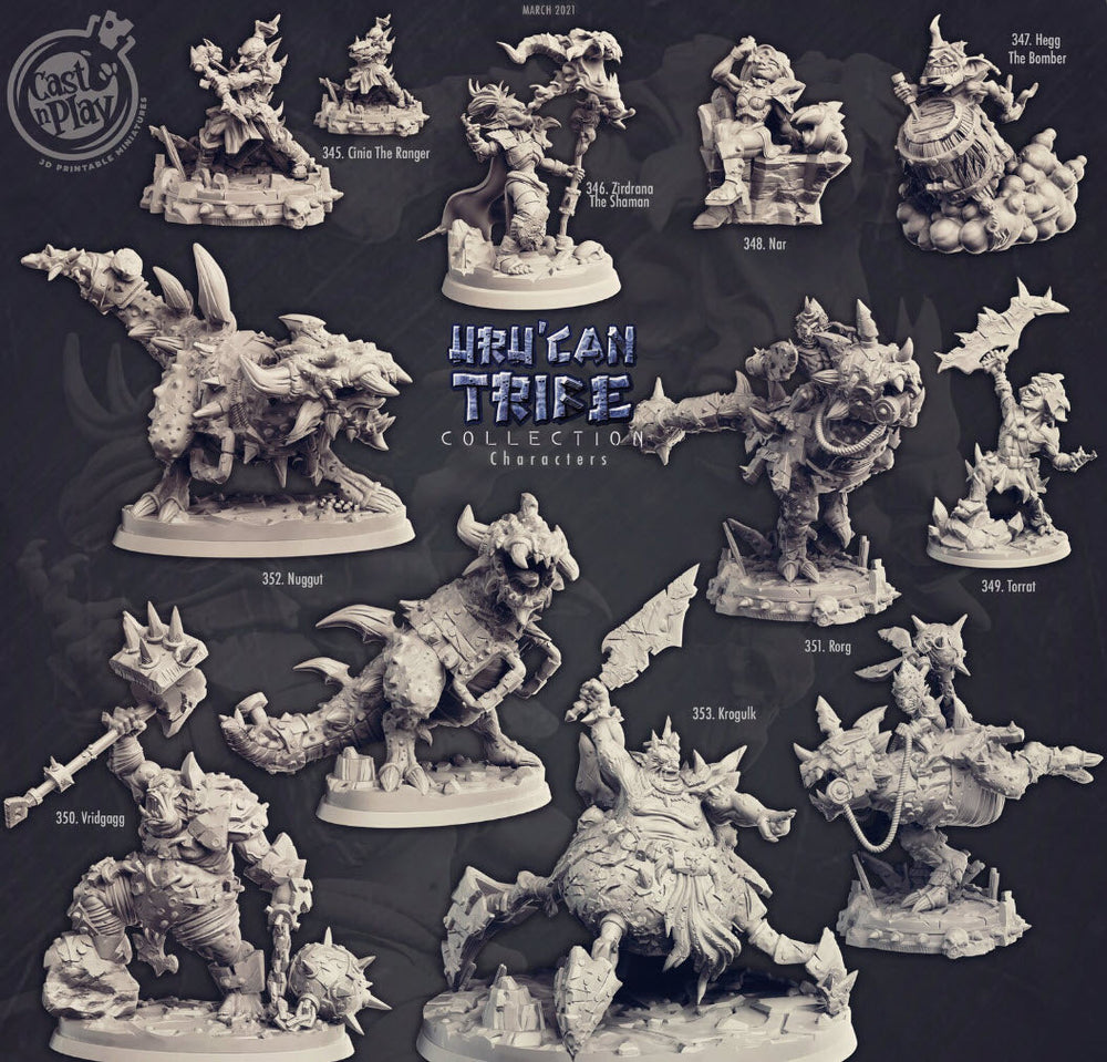 3D Printed Cast n Play Uru Can Tribe - Krogulk The Goblin King 28mm 32mm D&D (Online Only)