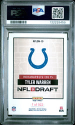 Graded 2025 Panini Instant Tyler Warren #NFLDN10 NFL Draft Night Rookie RC Football Card PSA 10 Gem Mint (ONLINE ORDER ONLY)