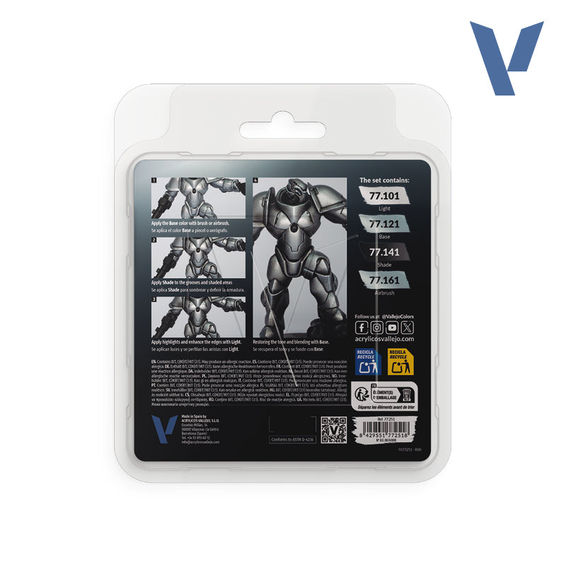 Vallejo True Metallic Metal: Paint Set - Sterling Silver (4)