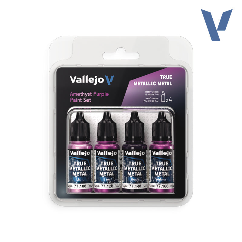 Vallejo True Metallic Metal: Paint Set - Amethyst Purple (4)
