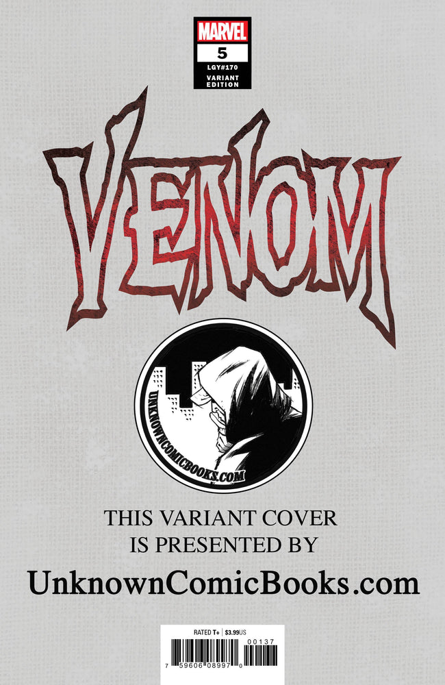 VENOM #5 UNKNOWN COMIC BOOKS VIRGIN VAR 8/22/2018 (ONLINE ORDER ONLY)