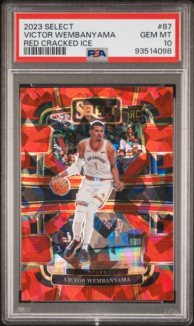 Graded 2023 Panini Select Victor Wembanyama #87 Red Cracked Ice Rookie RC Basketball Card PSA 10 Gem Mint (ONLINE ORDER ONLY)