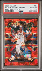Graded 2023 Panini Select Victor Wembanyama #87 Red Cracked Ice Rookie RC Basketball Card PSA 10 Gem Mint (ONLINE ORDER ONLY)