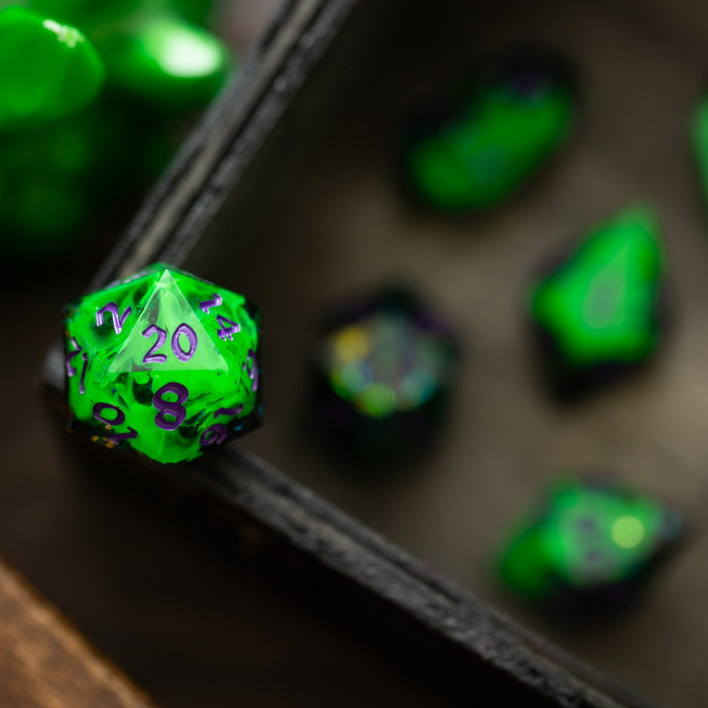 Venomous Rift Handmade Resin DND Dice Set (ONLINE ORDER ONLY)