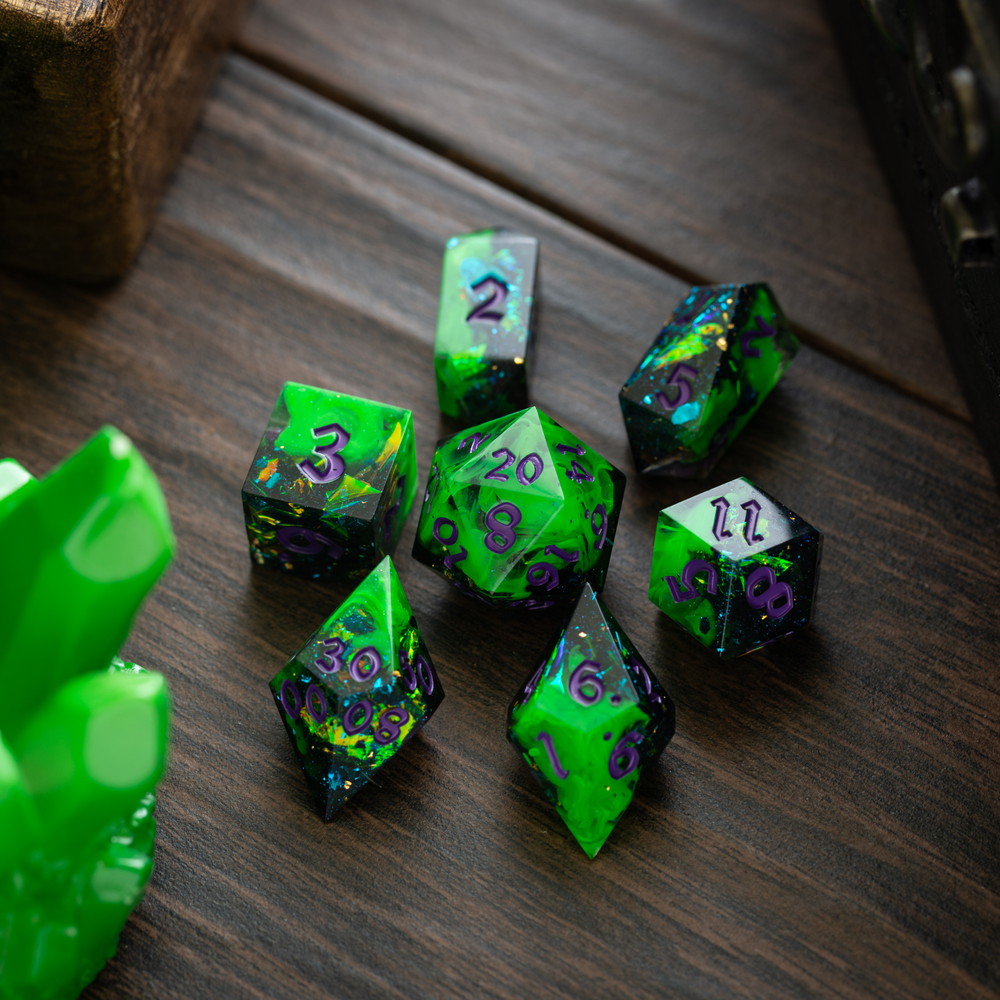 Venomous Rift Handmade Resin DND Dice Set (ONLINE ORDER ONLY)