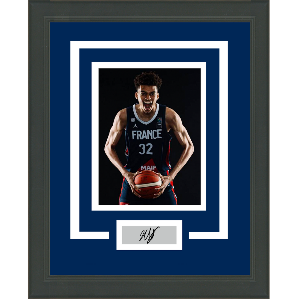Framed Victor Wembanyama Facsimile Laser Engraved Signature Auto France Olympics 11x14 Basketball Photo (ONLINE ORDER ONLY)