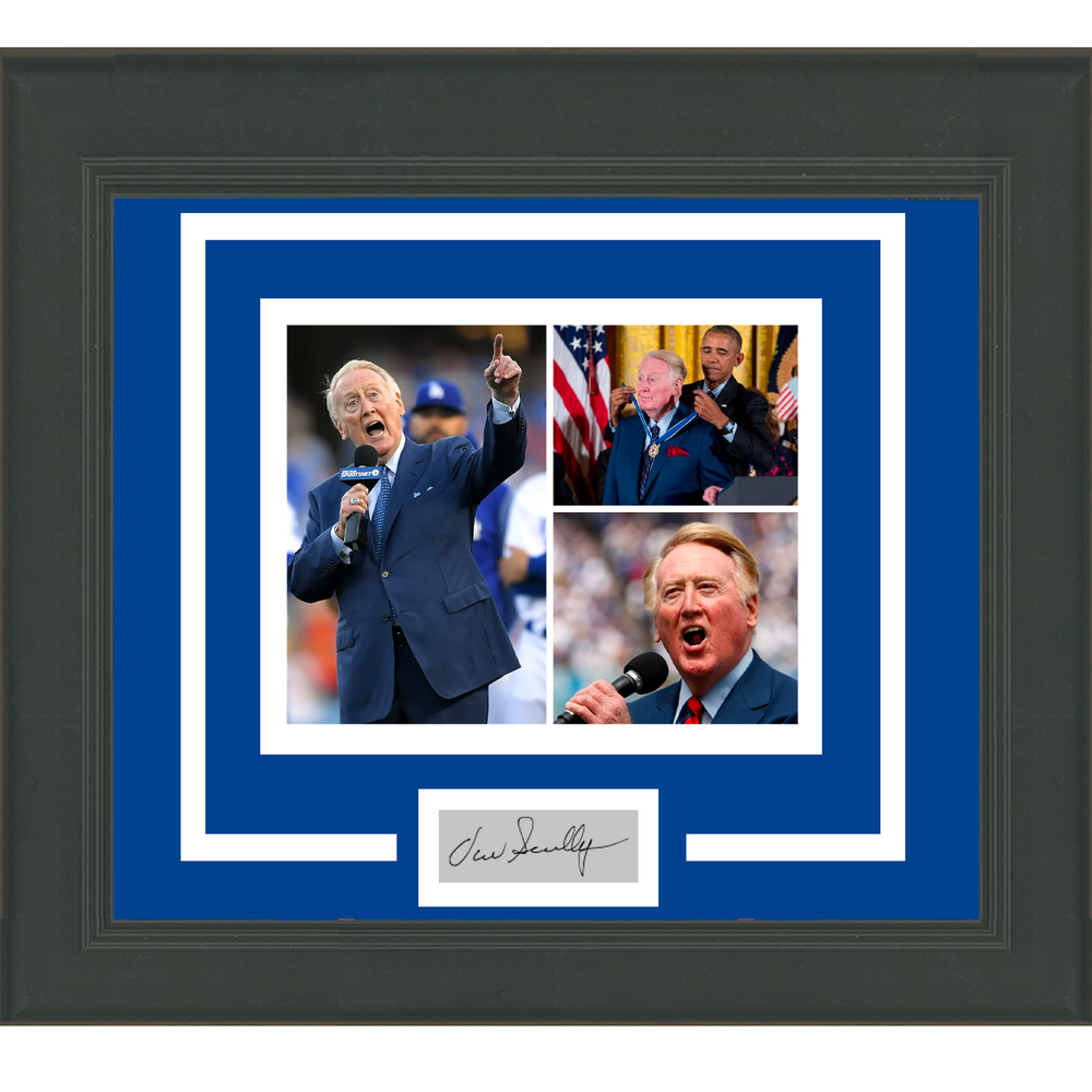 Framed Vin Scully Facsimile Laser Engraved Signature Auto Los Angeles Dodgers 11x14 Baseball Photo (ONLINE ORDER ONLY)
