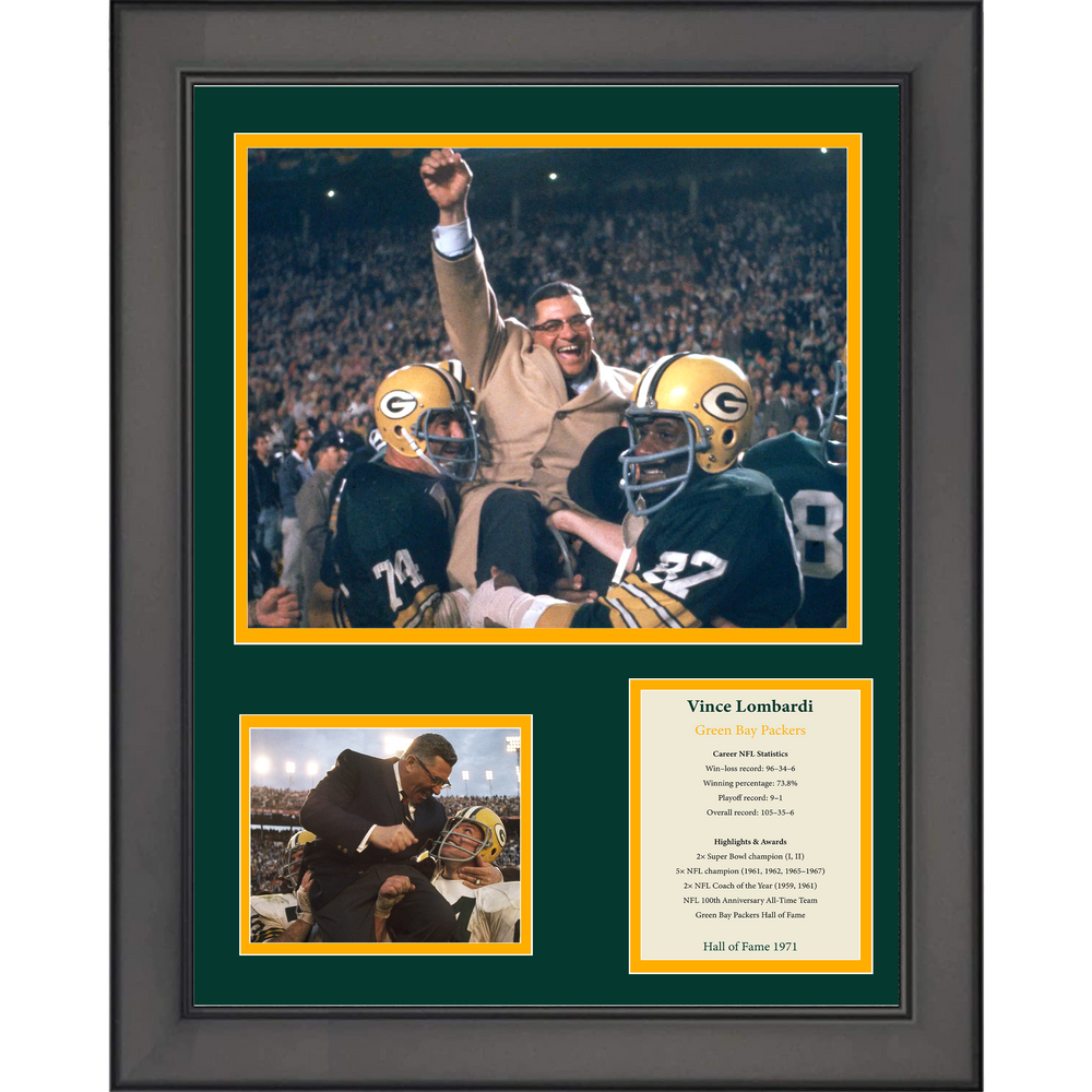 Framed Vince Lombardi Hall of Fame Green Bay Packers 11"x14" Football Three Photo Collage (ONLINE ORDER ONLY)