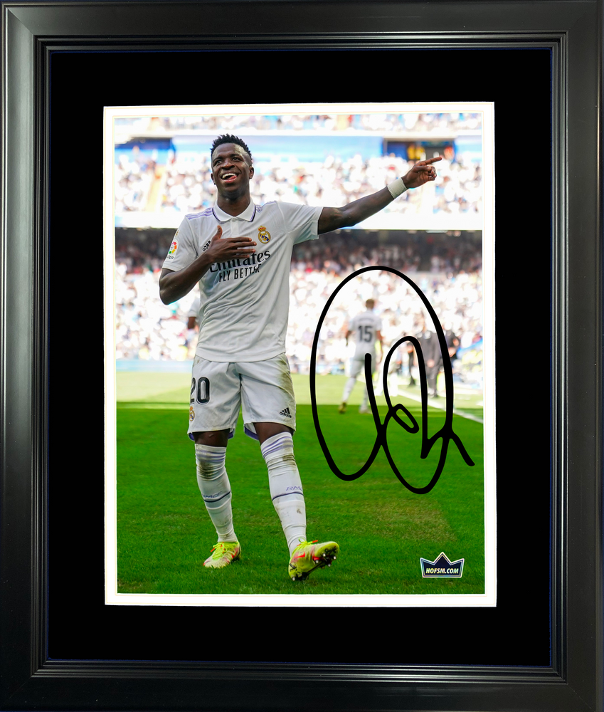 Framed Vini Vinicius Jr Facsimile Laser Engraved Signature Auto 11"x14" Soccer Photo HOFSM Holo (ONLINE ORDER ONLY)