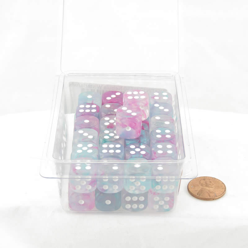 WCXDN1245E50 Wisteria Nebula Dice Luminary with White Pips 12mm (1/2in) D6 Set of 50 (ONLINE ORDER ONLY)