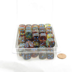 WCXDN1659E50 Primary Nebula Dice Luminary with Blue Pips 16mm (5/8in) D6 Set of 50 (ONLINE ORDER ONLY)