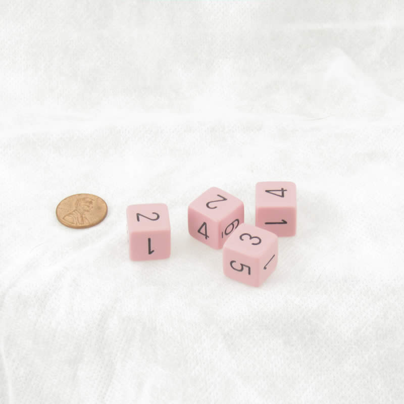 WCXPQ0664E4 Pink Pastel Dice with Black Numbers D6 Aprox 16mm (5/8in) Pack of 4 (ONLINE ORDER ONLY)