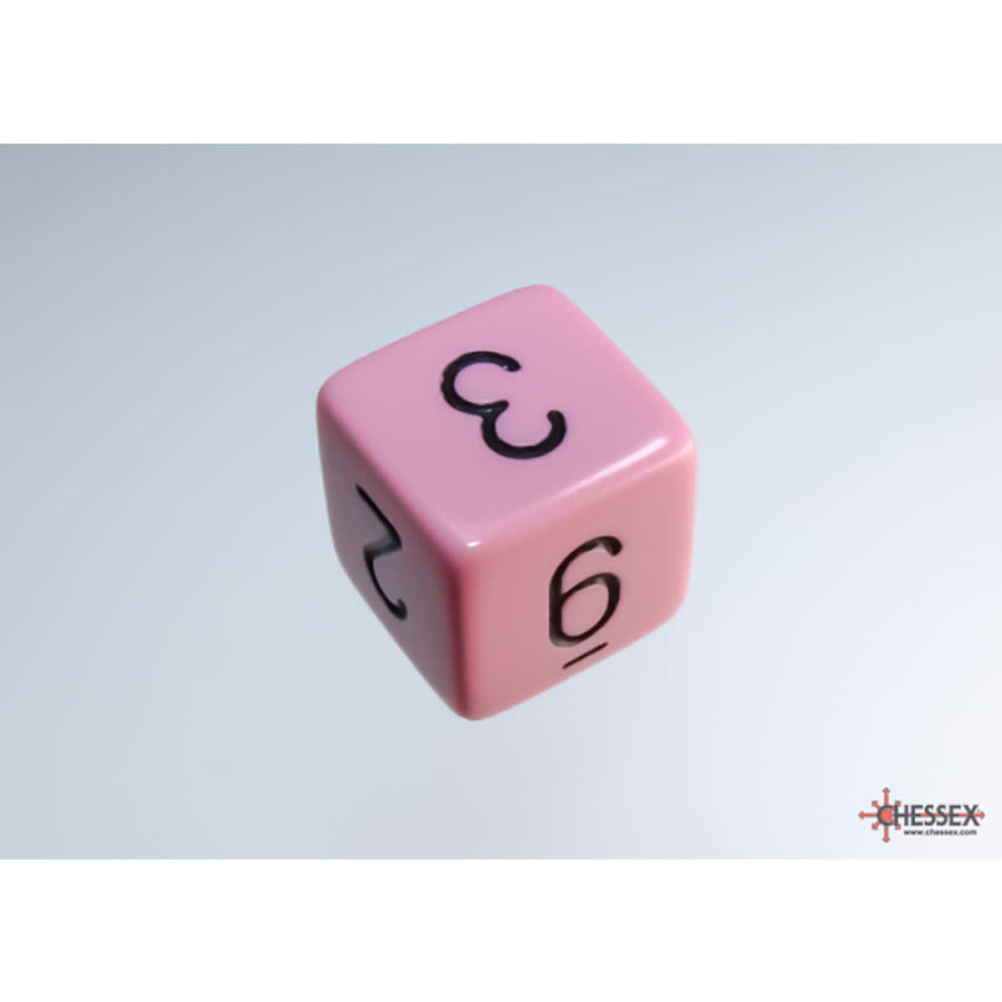 WCXPQ0664E4 Pink Pastel Dice with Black Numbers D6 Aprox 16mm (5/8in) Pack of 4 (ONLINE ORDER ONLY)