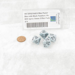 WCXPQ1166E4 Blue Pastel Dice with Black Numbers 10s D10 Aprox 16mm (5/8in) Pack of 4 (ONLINE ORDER ONLY)