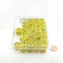 WCXXM0602E50 Yellow Cirrus Dice with Black Hearts D6 16mm (5/8in) Pack of 50 (ONLINE ORDER ONLY)