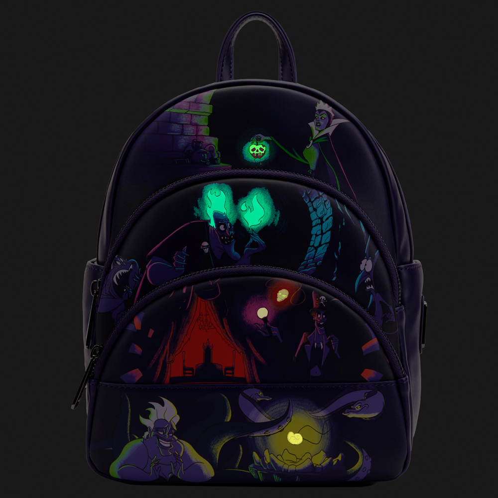 Loungefly: Disney Villains Triple Pocket Glow In The Dark Mini Backpack (ONLINE ORDER ONLY)