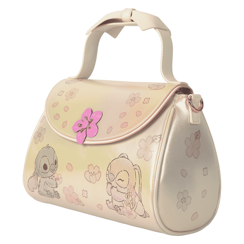 Loungefly Disney Stitch & Angel Cherry Blossom Bow Handle Crossbody Bag (Online Order Only)