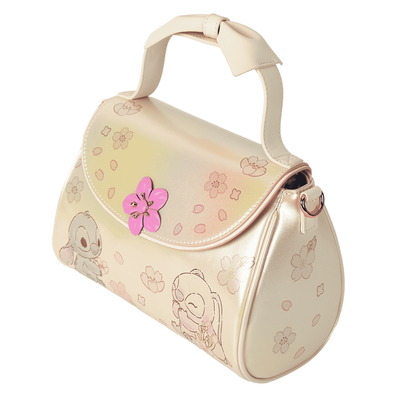 Loungefly Disney Stitch & Angel Cherry Blossom Bow Handle Crossbody Bag (Online Order Only)