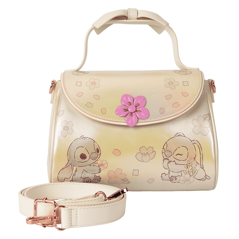 Loungefly Disney Stitch & Angel Cherry Blossom Bow Handle Crossbody Bag (Online Order Only)