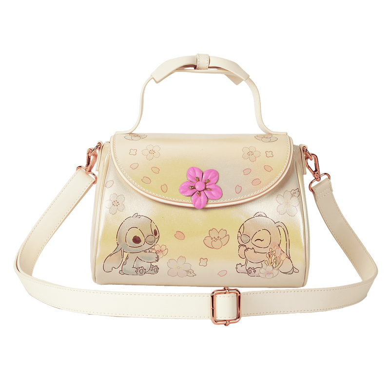Loungefly Disney Stitch & Angel Cherry Blossom Bow Handle Crossbody Bag (Online Order Only)
