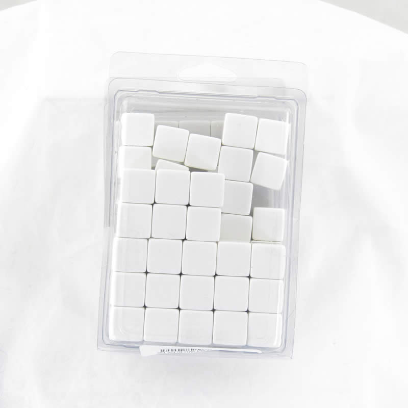 WKP01960B1 White Blank Opaque Dice Counting Cubes D6 16mm (5/8in) Bulk Pack of 100