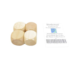 WKP18445E4 Natural Wood Blank Dice Cubes D6 30mm (1.18in) Pack of 4 (ONLINE ORDER ONLY)