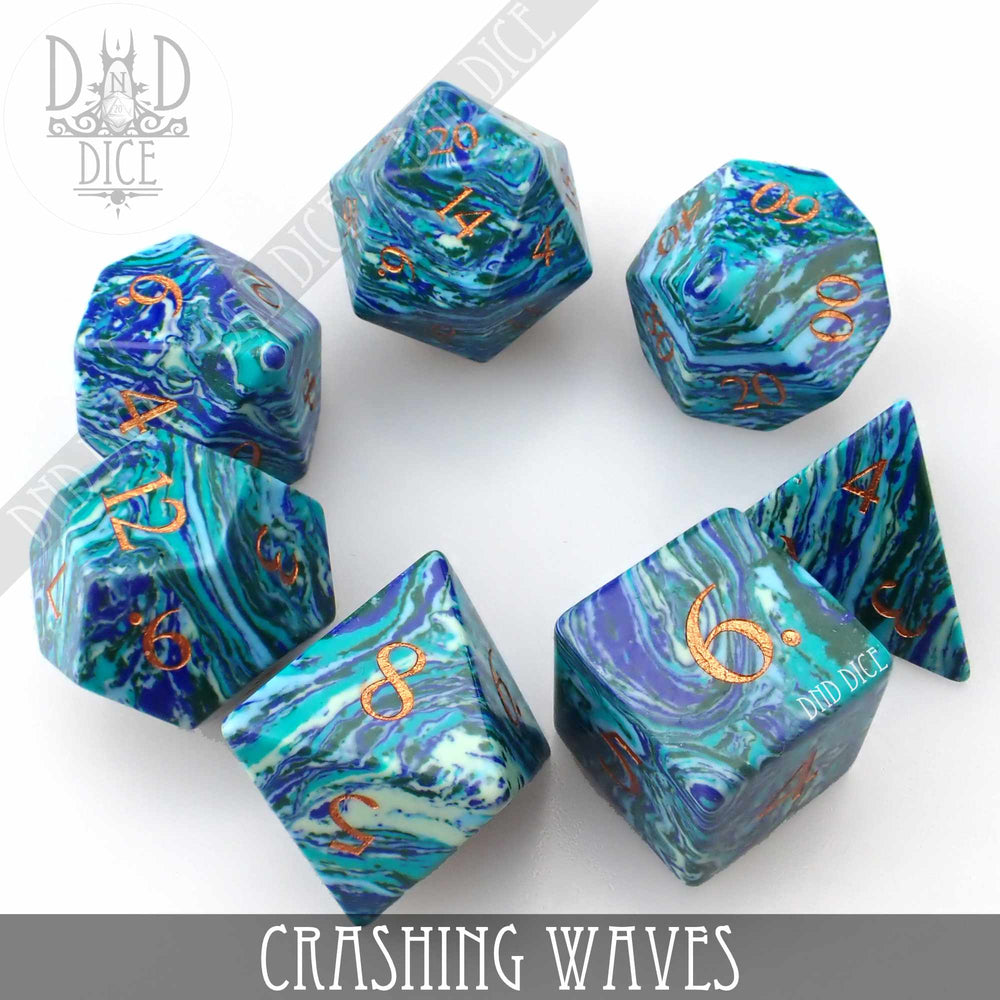 Crashing Waves Turquoise Dice Set (Gift Box) (Online Order Only)