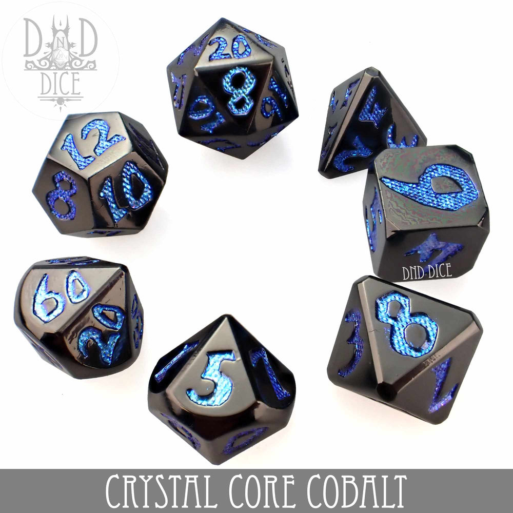 Crystal Core Cobalt Metal Dice Set (Online Order Only)