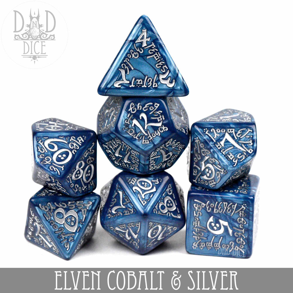 Elven Cobalt & Silver Dice Set (Online Order Only)