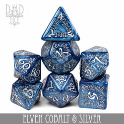 Elven Cobalt & Silver Dice Set (Online Order Only)