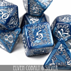 Elven Cobalt & Silver Dice Set (Online Order Only)