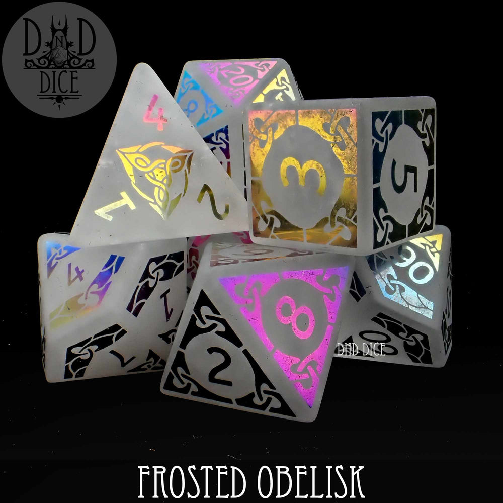 Frosted Obelisk Quartz Dice Set (Gift Box) (Online Order Only)