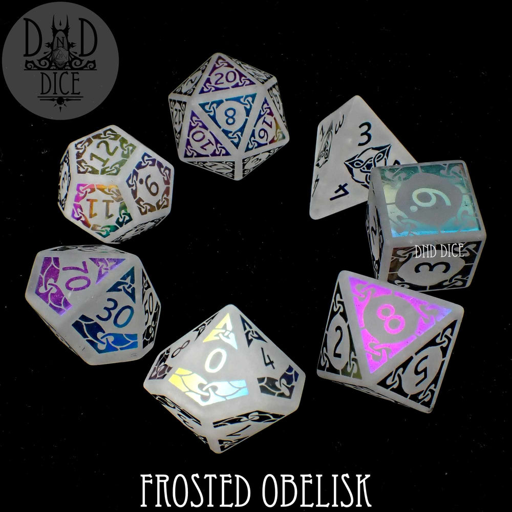 Frosted Obelisk Quartz Dice Set (Gift Box) (Online Order Only)