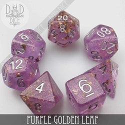 Purple Golden Leaf Dice Set (Online Order Only)