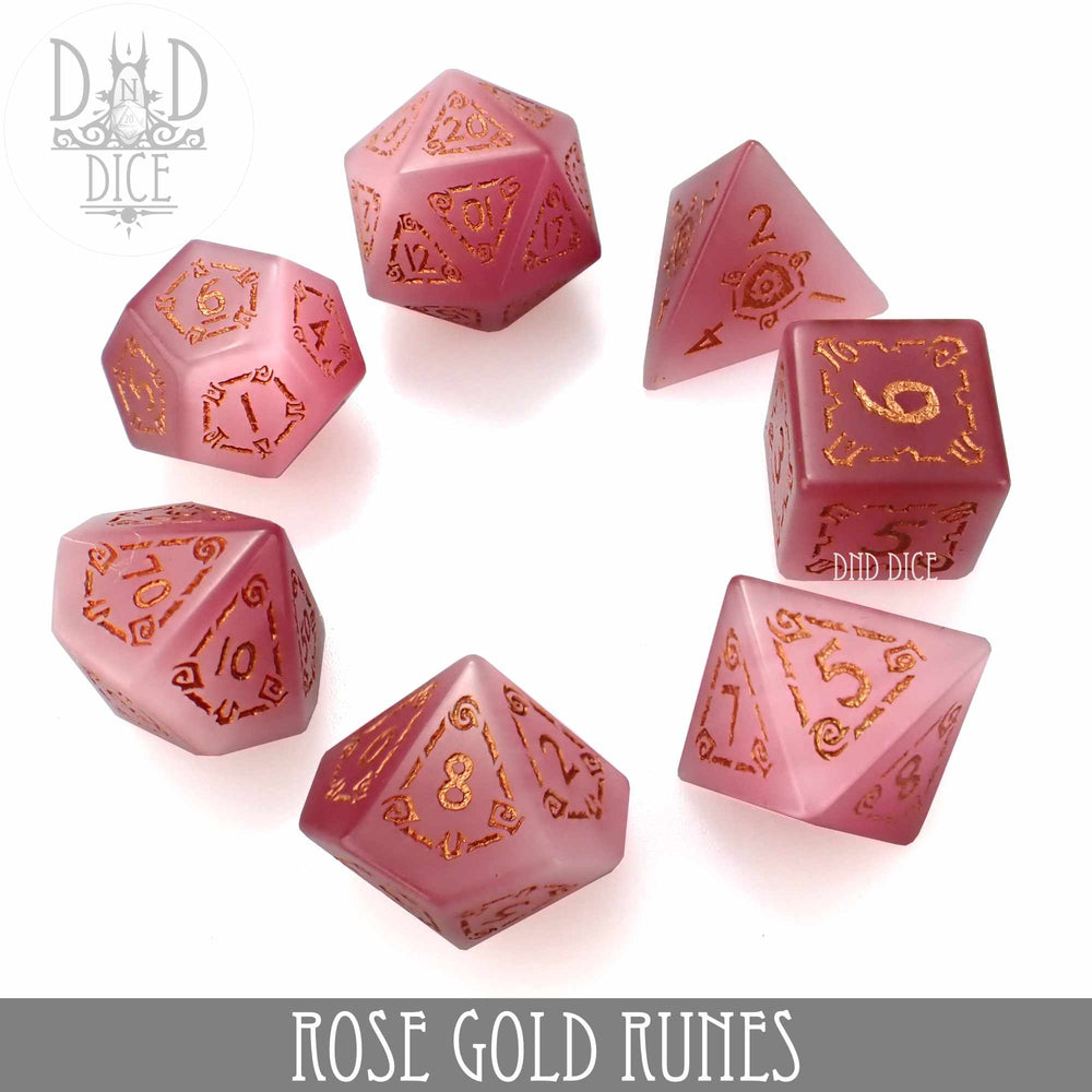 Rose Gold Runes Cat's Eye Dice Set (Gift Box) (Online Order Only)